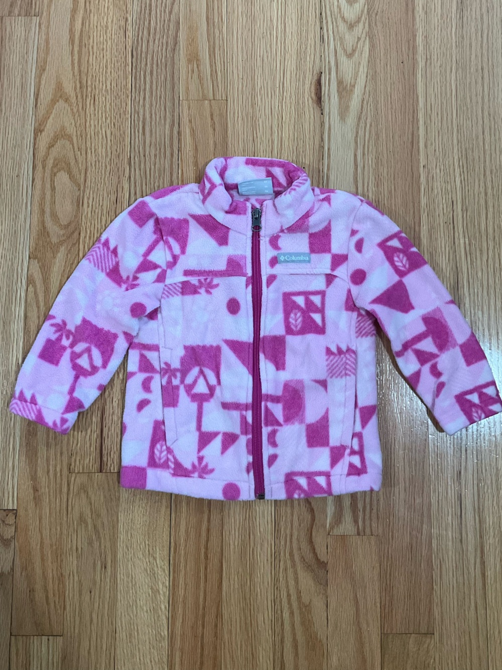 Columbia Pink Checkerboard Fleece Pullover